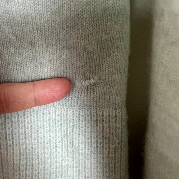 Moth 100% Cashmere Sweater Womens Large Blue Cowl Turtleneck Knit Long Sleeve - Picture 6 of 11